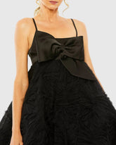 Black Bow Front Tulle Mini Dress